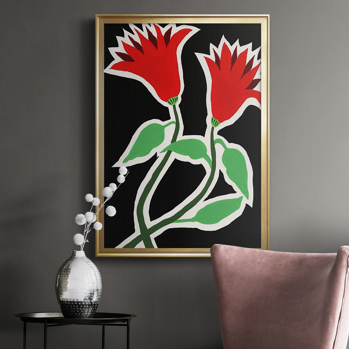 Pop Flowers VI - Modern Framed Canvas Print