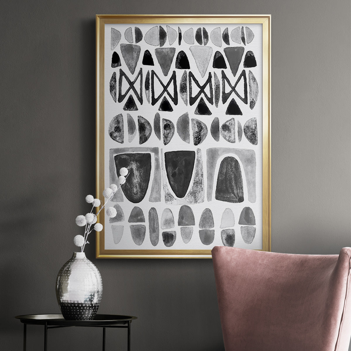 Grey Arches II - Modern Framed Canvas Print