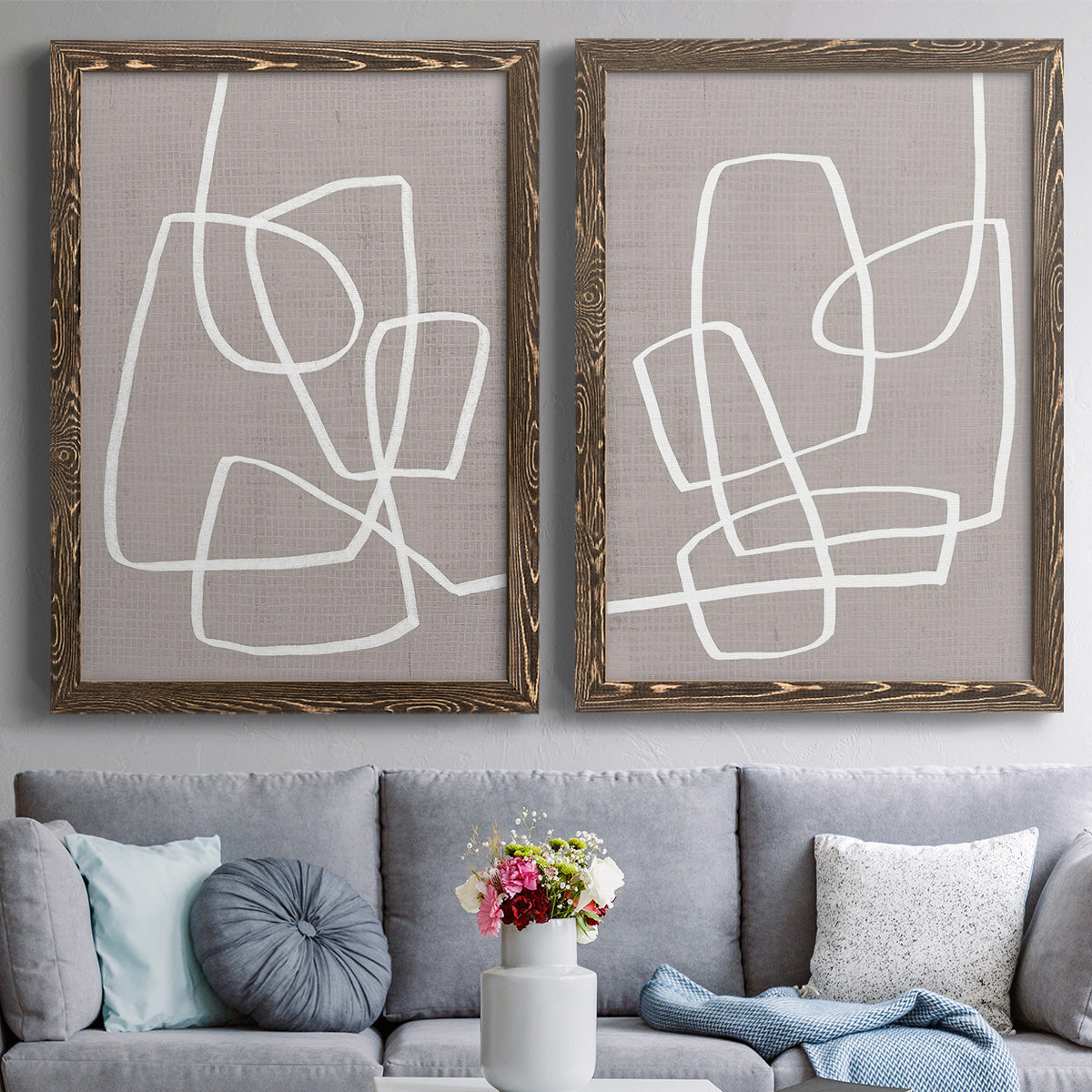 Linen Roundabout I - Premium Framed Canvas 2 Piece Set - Ready to Hang