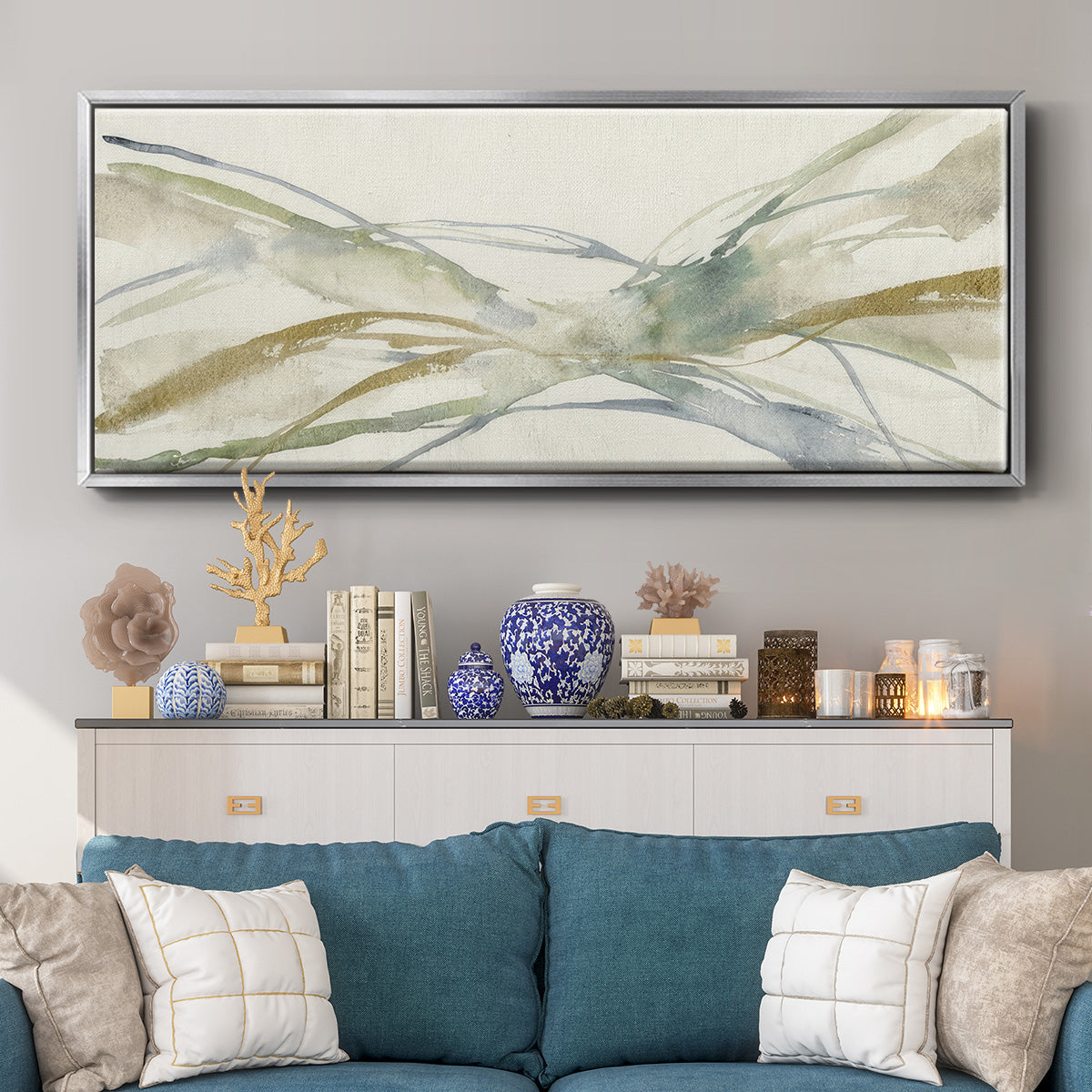 Watercolor Waves II - Floater Framed Canvas Print
