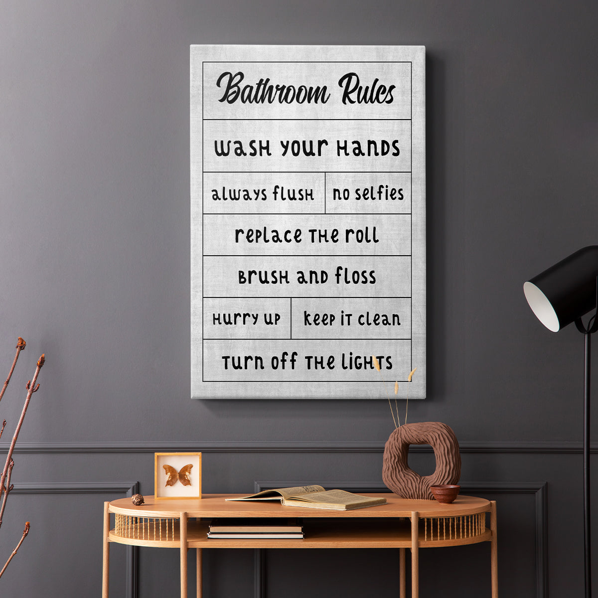 Simple Bathroom Rules - Canvas Art Print