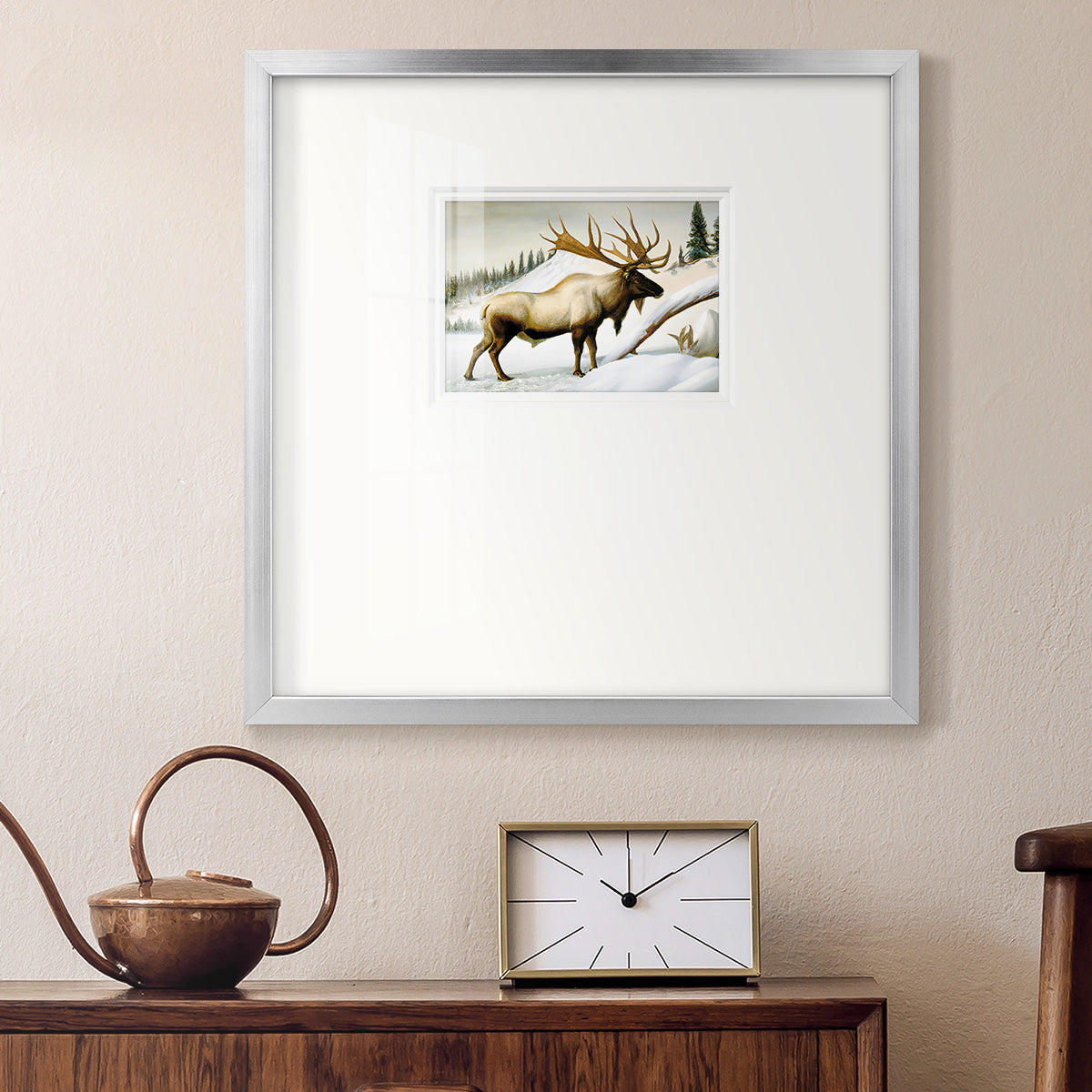 Snow Elk Premium Framed Print Double Matboard