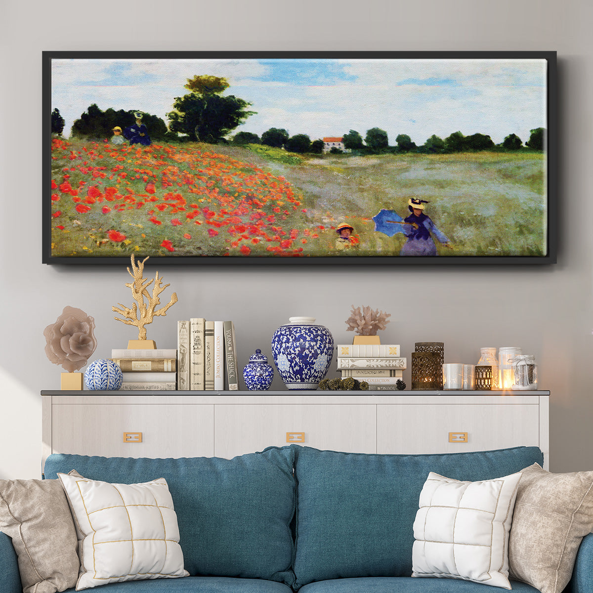 Wild Poppies Near Argenteuil, 1873 - Floater Framed Canvas Print