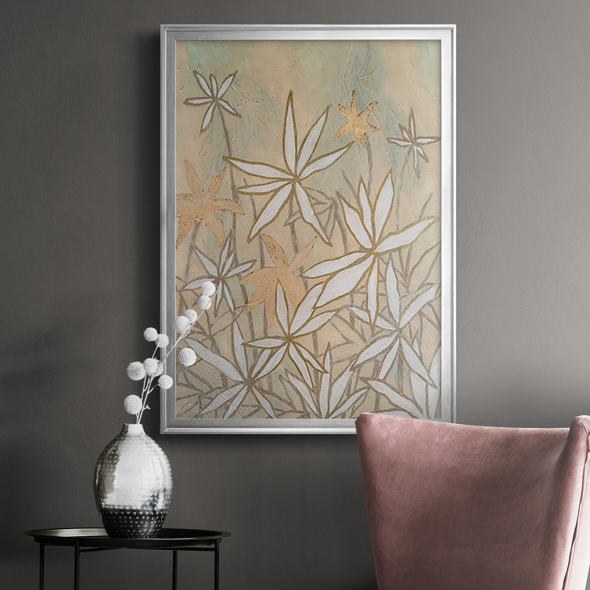 Embellished Starburst Bloom I - Modern Framed Canvas Print