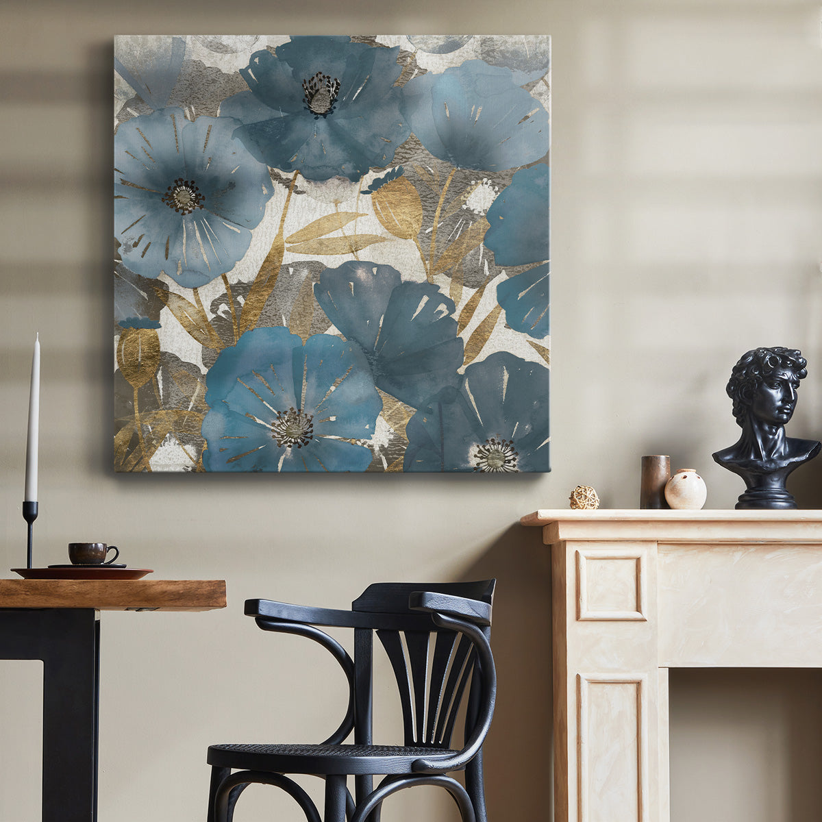 Blue and Gold Poppies I - Canvas Art Print