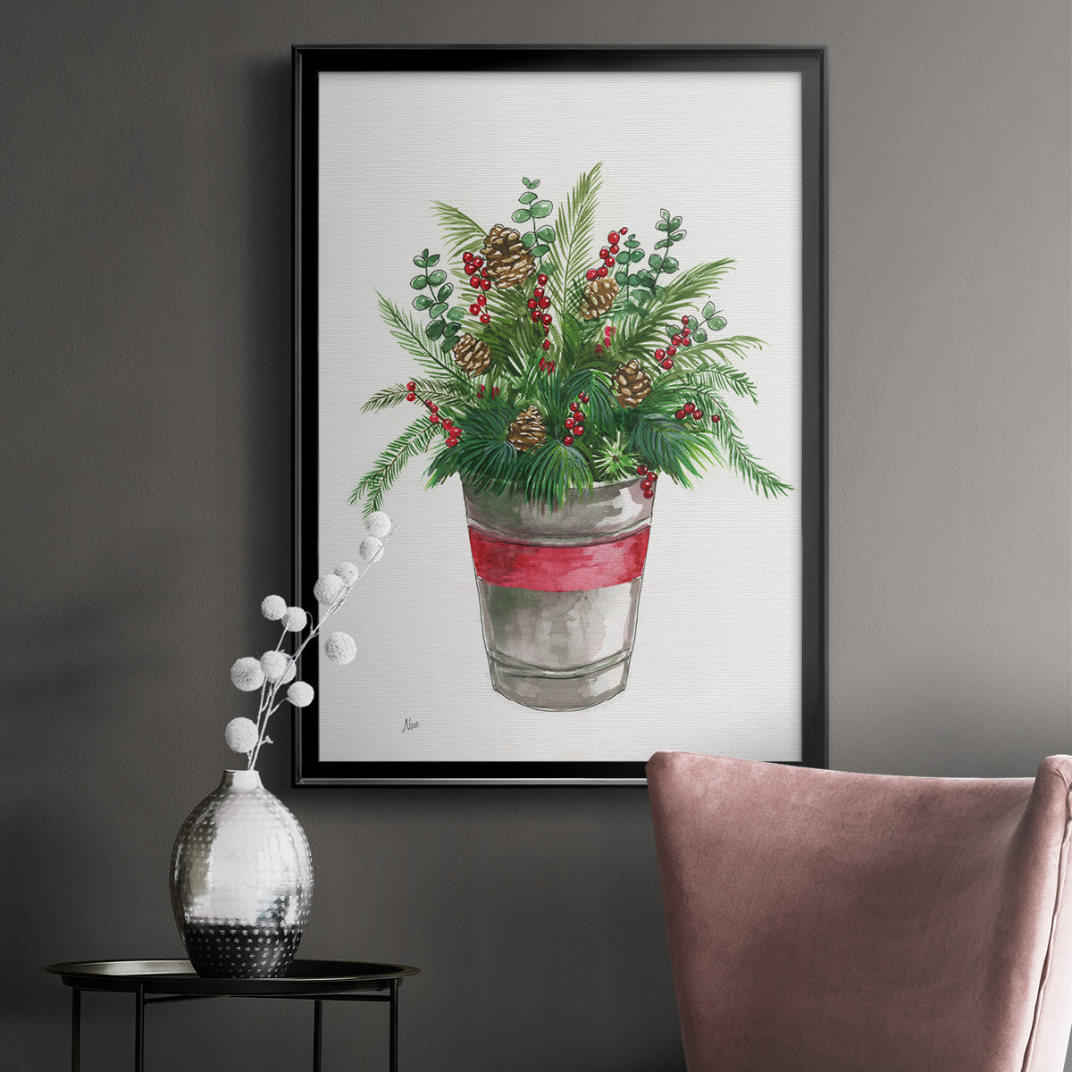 Winter Greens - Modern Framed Canvas Print