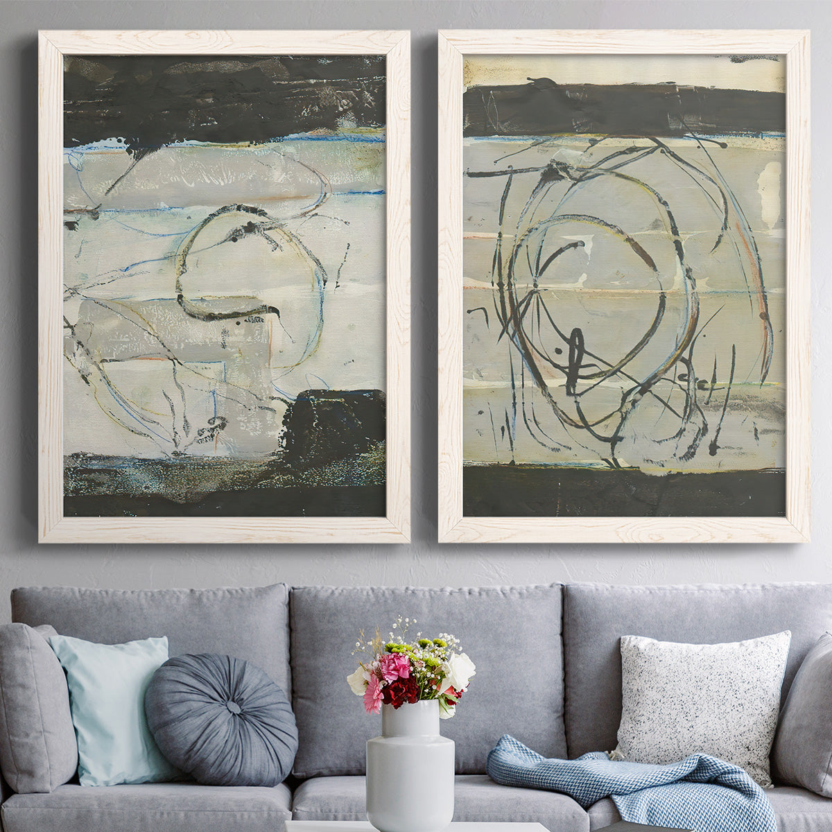 Continuing Energy I - Premium Framed Canvas 2 Piece Set - Ready to Hang