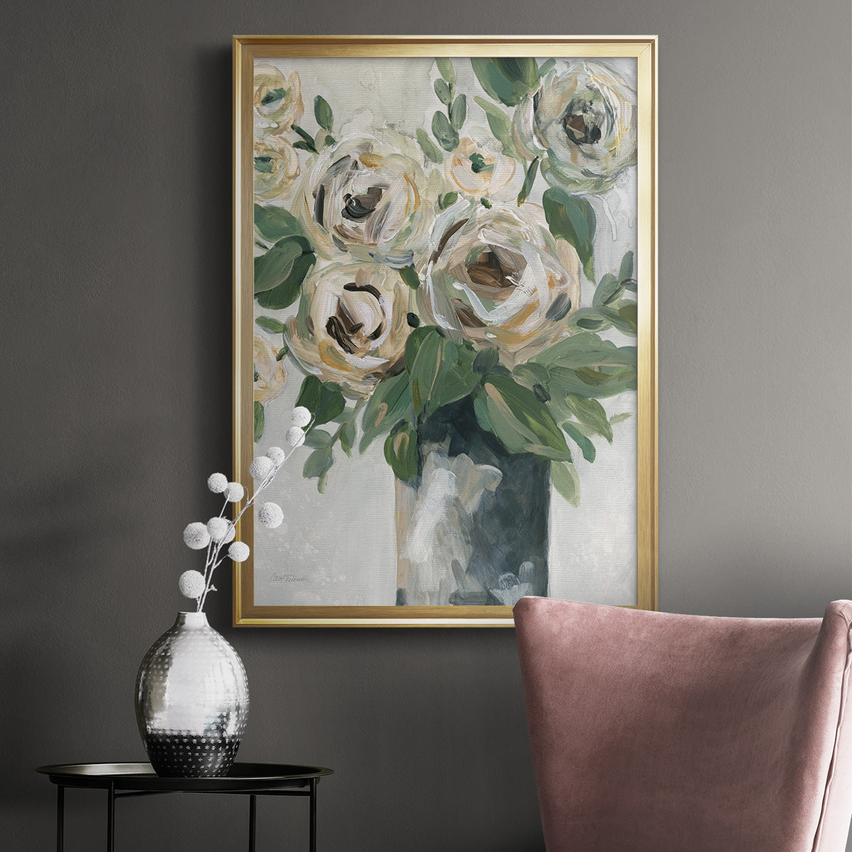 Floral Depth - Modern Framed Canvas Print