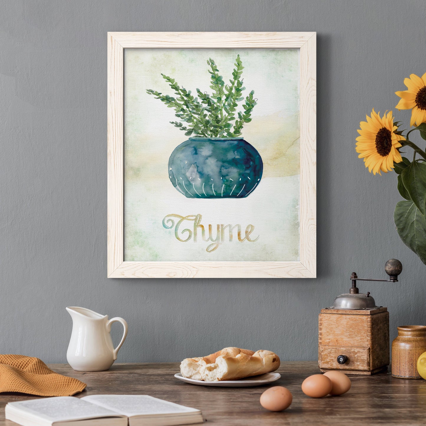 Potted Thyme - Premium Canvas Framed in Barnwood - Ready to Hang