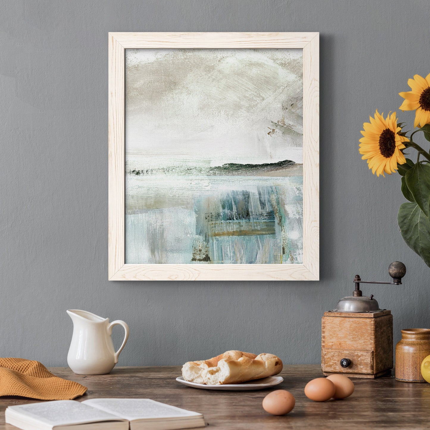 Summer Teal II - Premium Canvas Framed in Barnwood - Ready to Hang