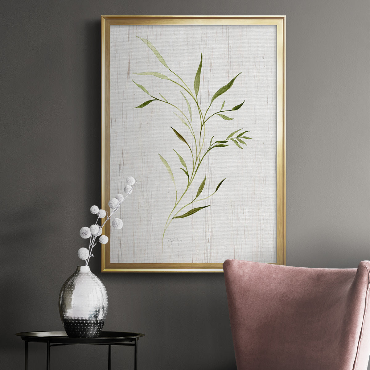 Windblown Leaves II - Modern Framed Canvas Print