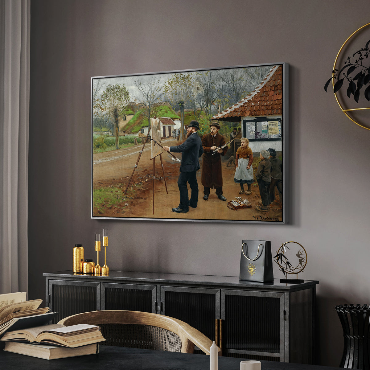 L. A. Ring Painting near Aasum Smithy, 1893 - Floater Framed Canvas Print