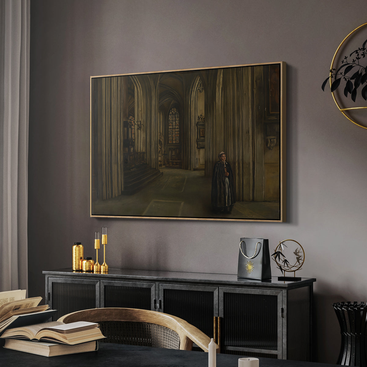 Interior of a Church, 1871 - Floater Framed Canvas Print