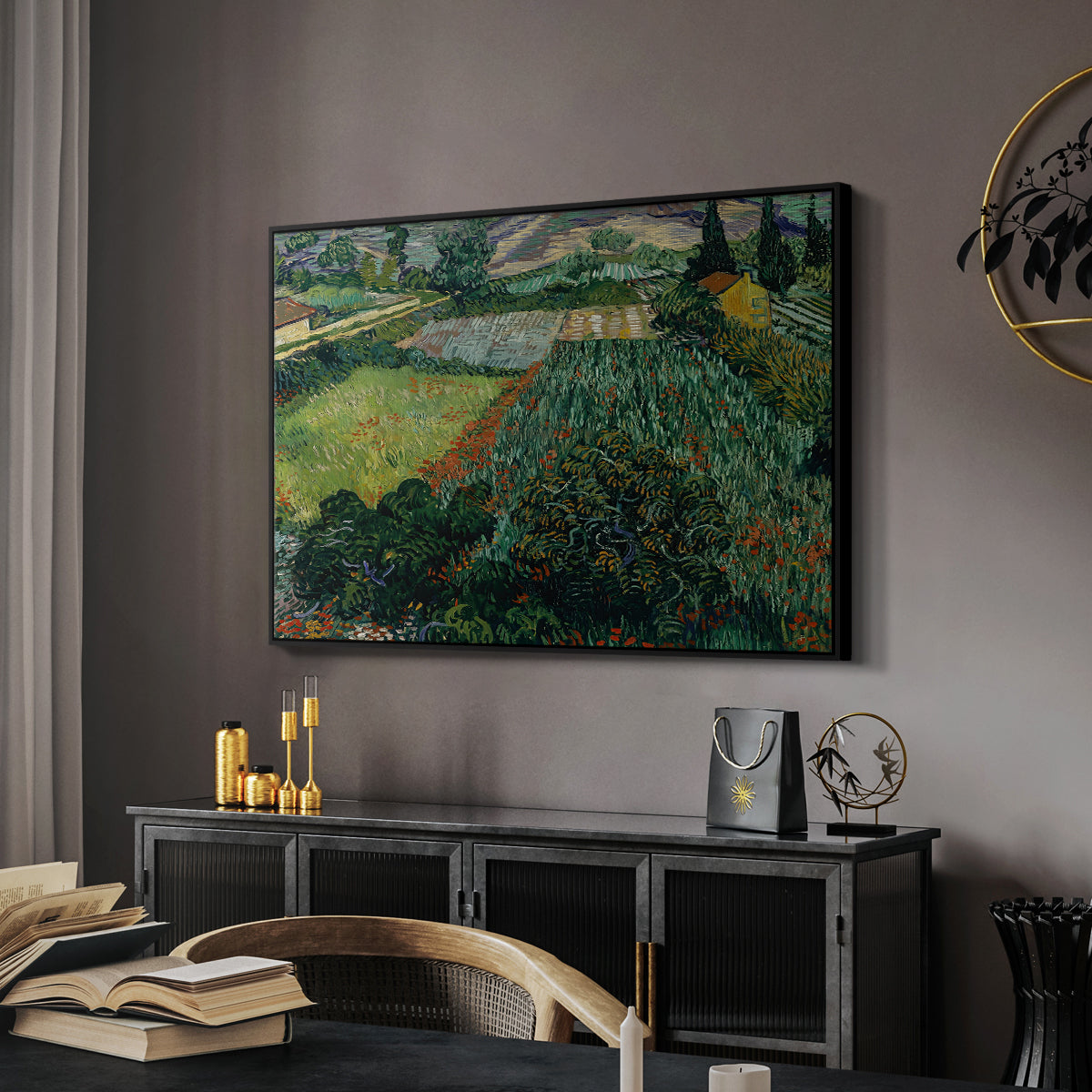 Field with Poppies, Saint-Rémy, 1889 - Floater Framed Canvas Print