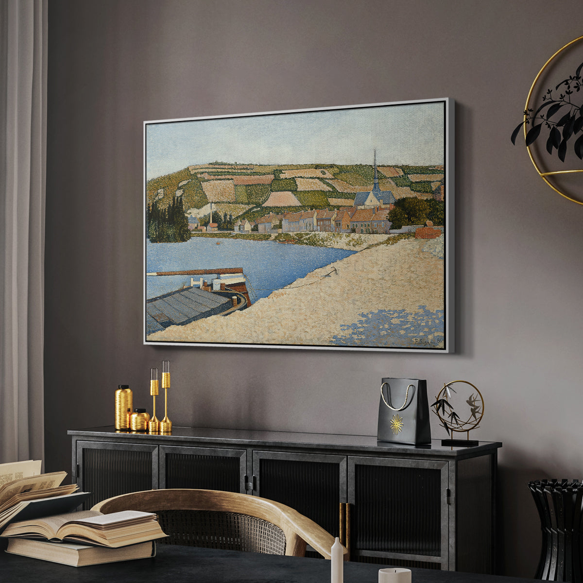 The Riverbank, Les Andelys, 1886 - Floater Framed Canvas Print