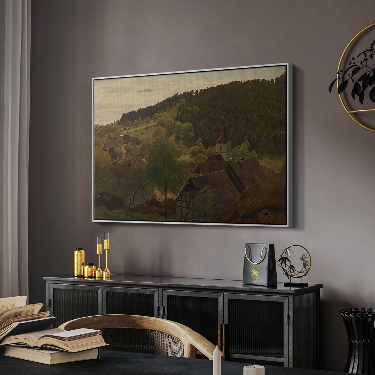 Landscape from Ebersteinburg in Baden, 1876 - Floater Framed Canvas Print
