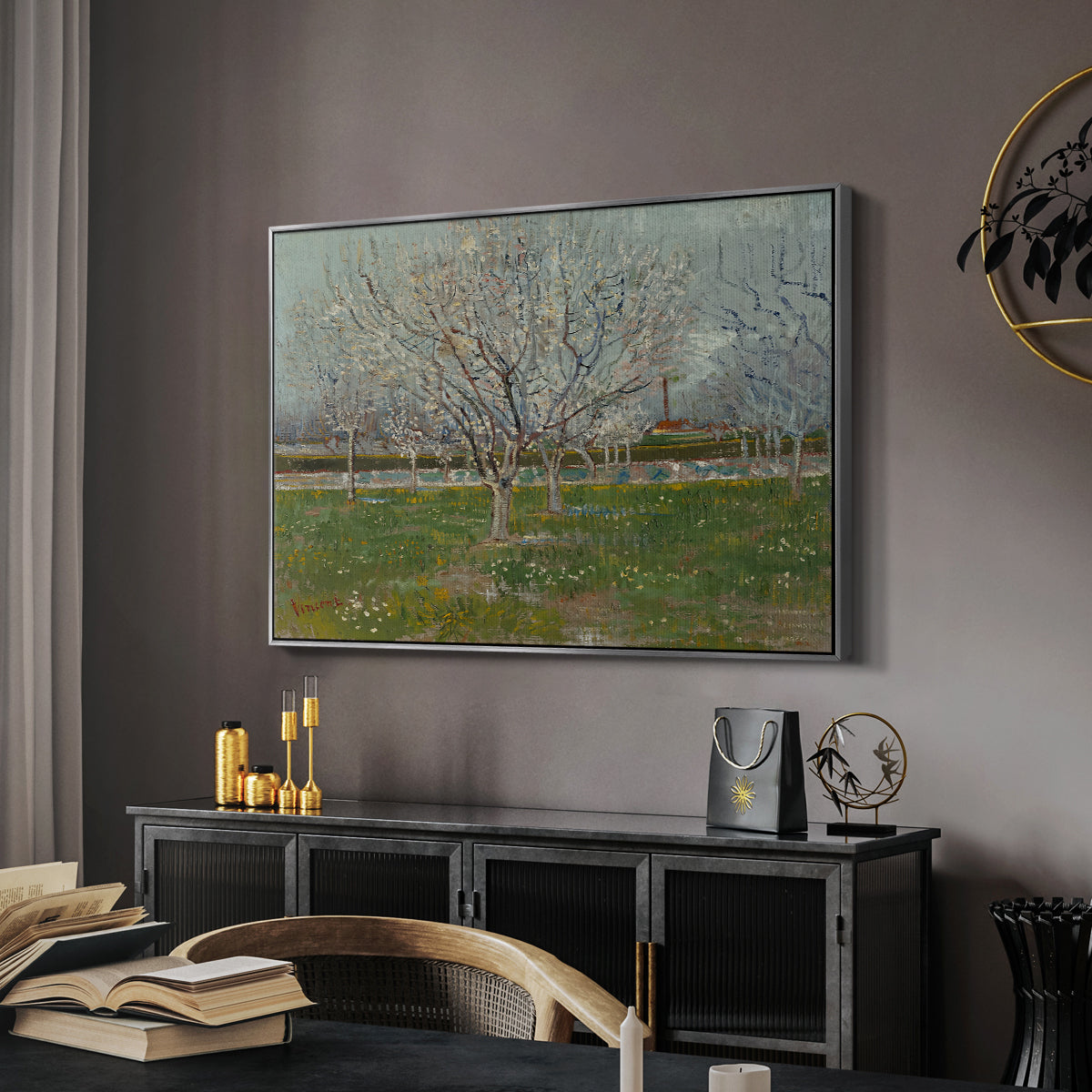 Orchard in Blossom (Plum Trees), 1888 - Floater Framed Canvas Print