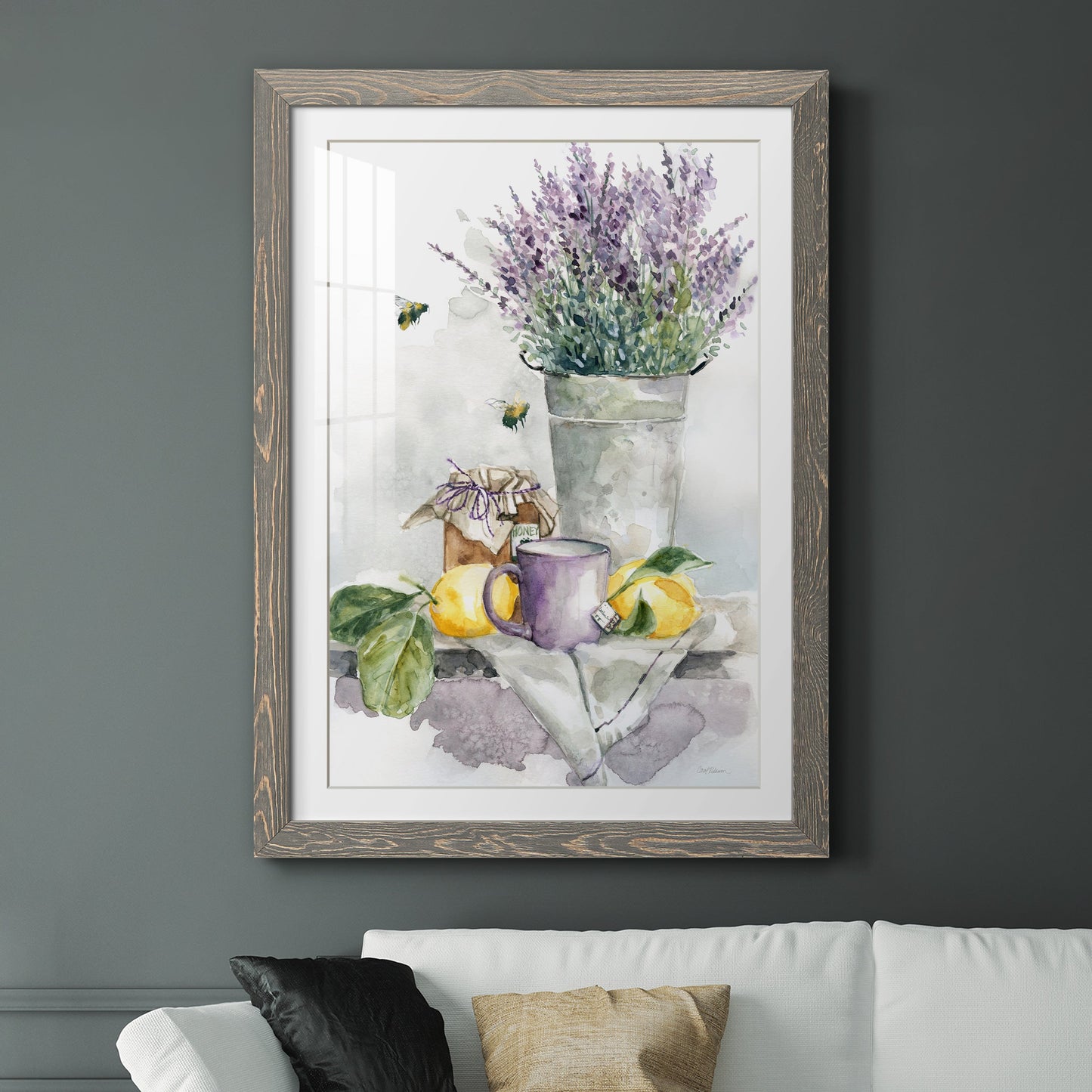 Lavender Lemon and Honey Tea - Premium Framed Print - Distressed Barnwood Frame - Ready to Hang