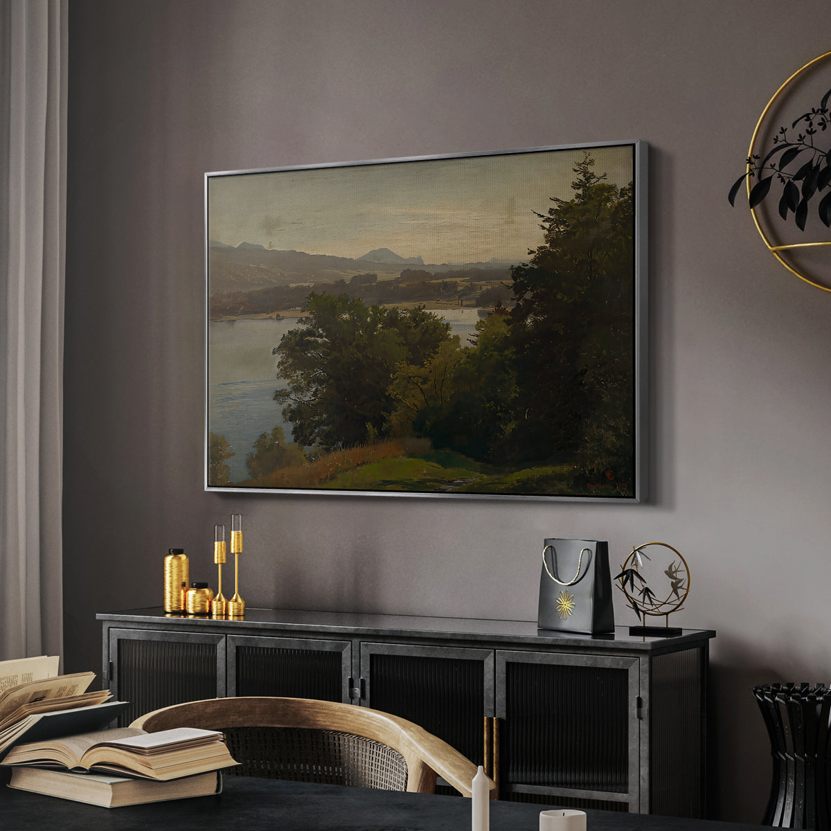 View of the Mondsee, 1870 - Floater Framed Canvas Print