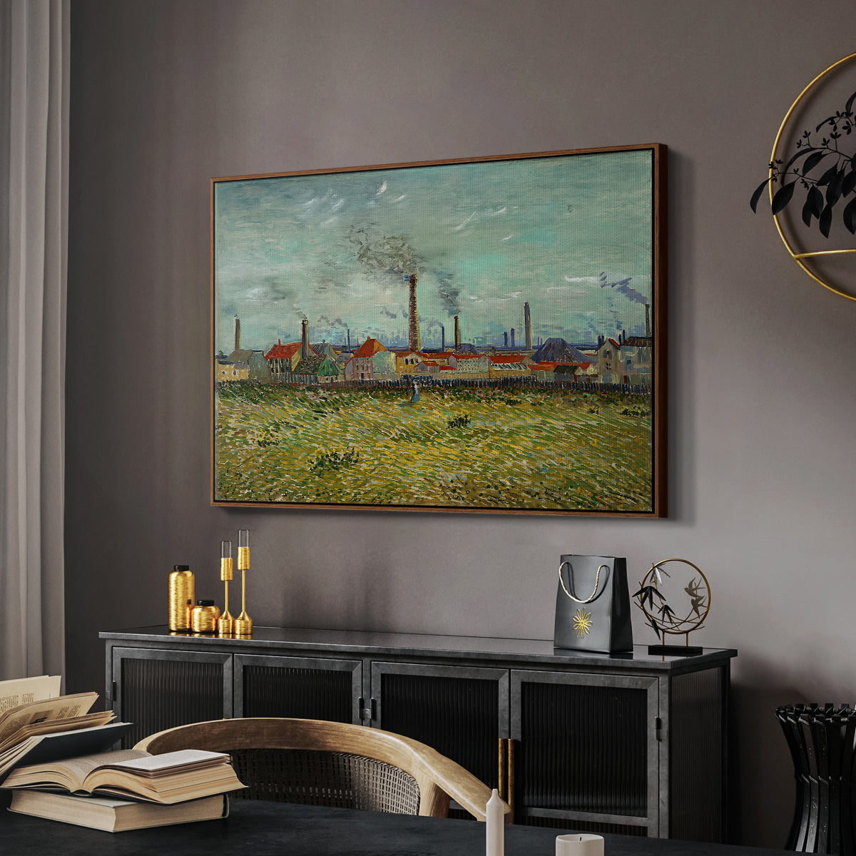 Factories at Clichy, 1887 - Floater Framed Canvas Print