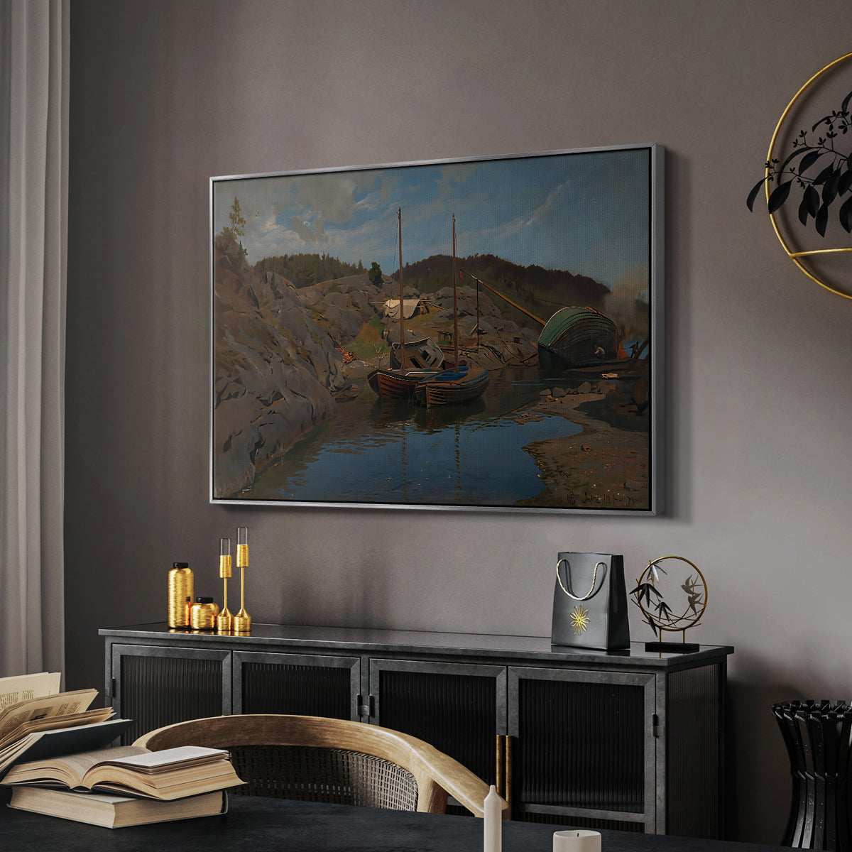 Pilotboats, 1875 - Floater Framed Canvas Print
