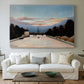 Canvas art print detailing an architectural scene featuring Eiffel Tower and sky, centered above a sofa as a large focal wall piece