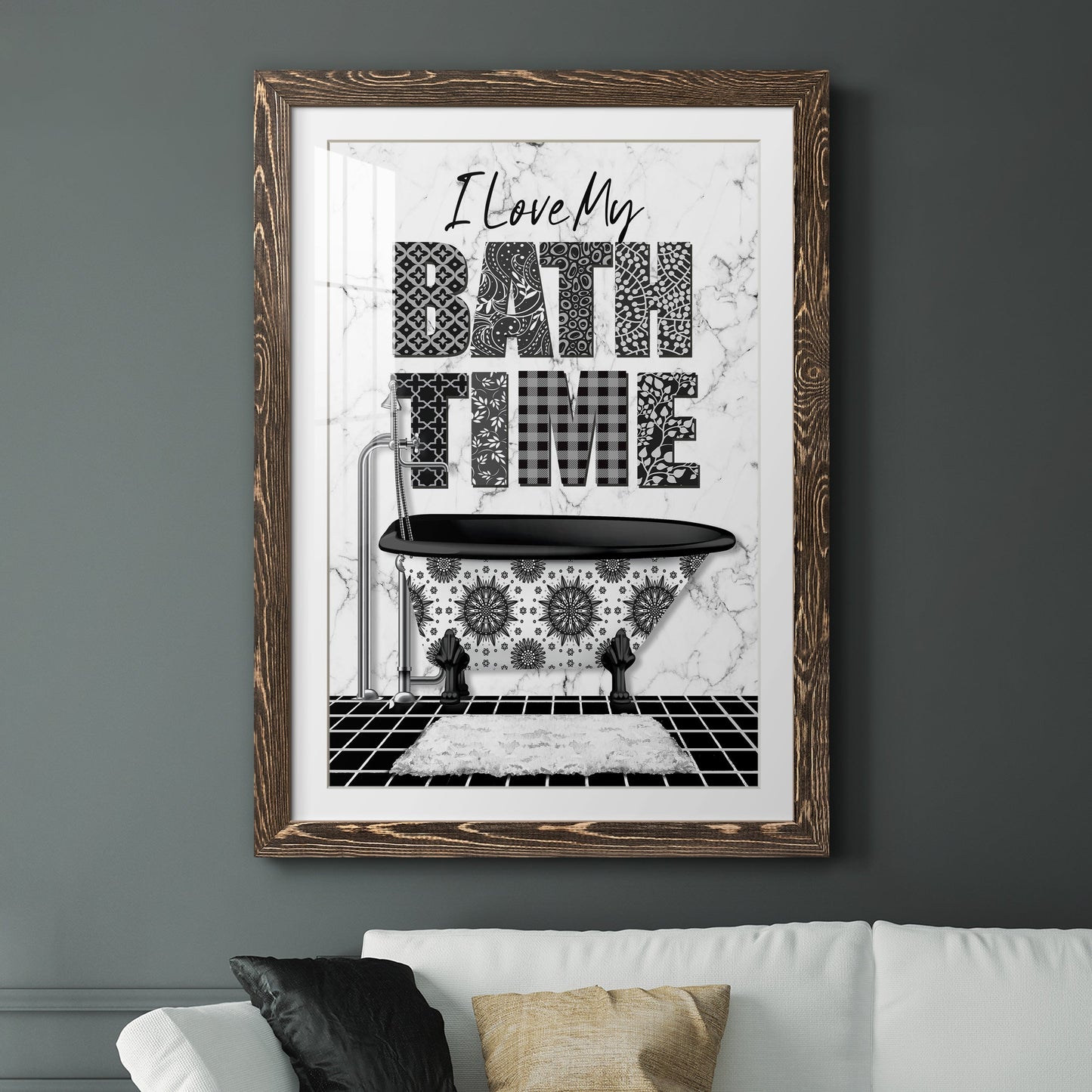 Bath Time - Premium Framed Print - Distressed Barnwood Frame - Ready to Hang