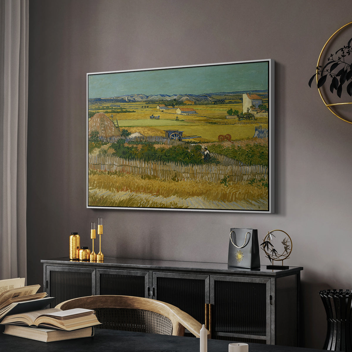 The Harvest, 1888 - Floater Framed Canvas Print