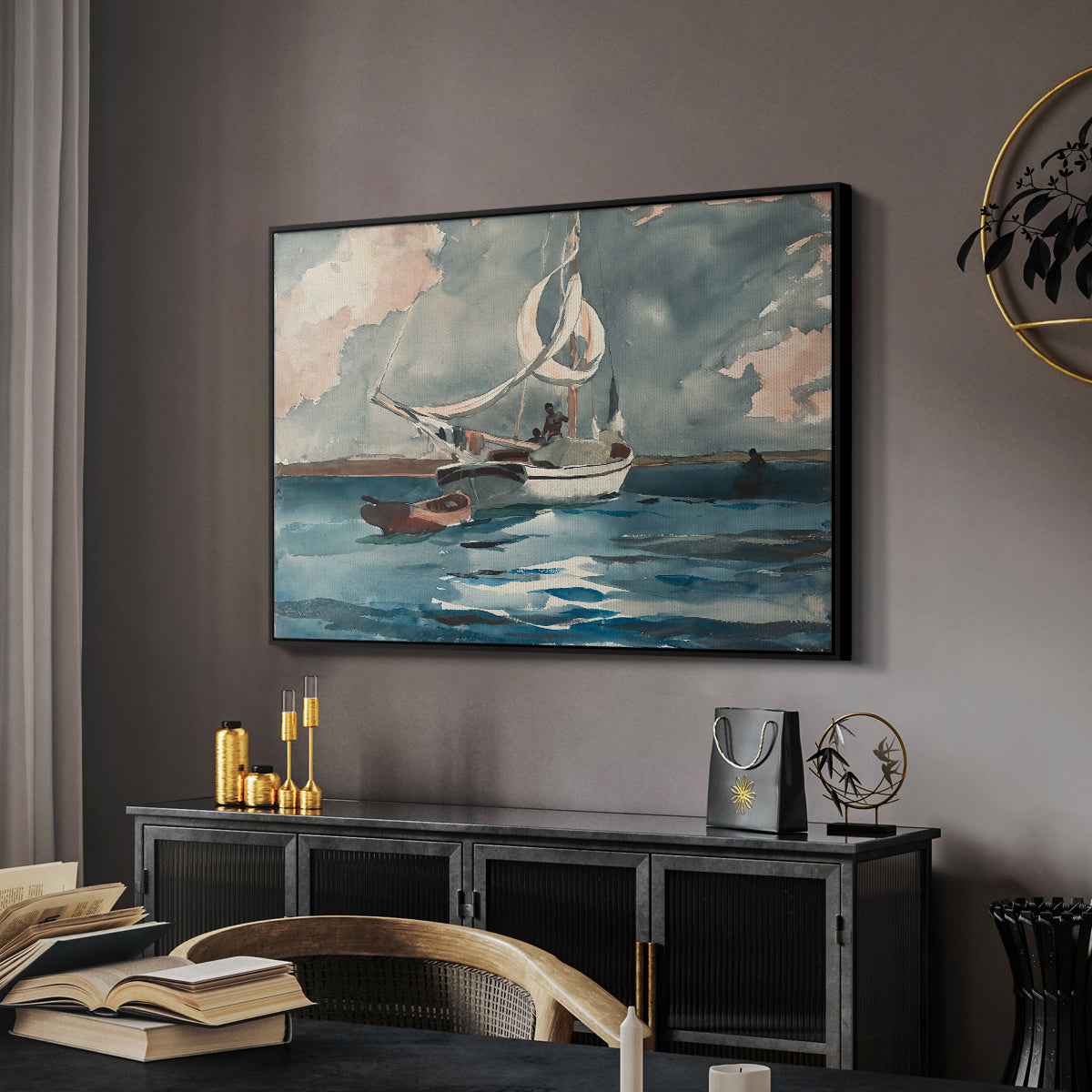 Sloop, Nassau, 1899 - Floater Framed Canvas Print