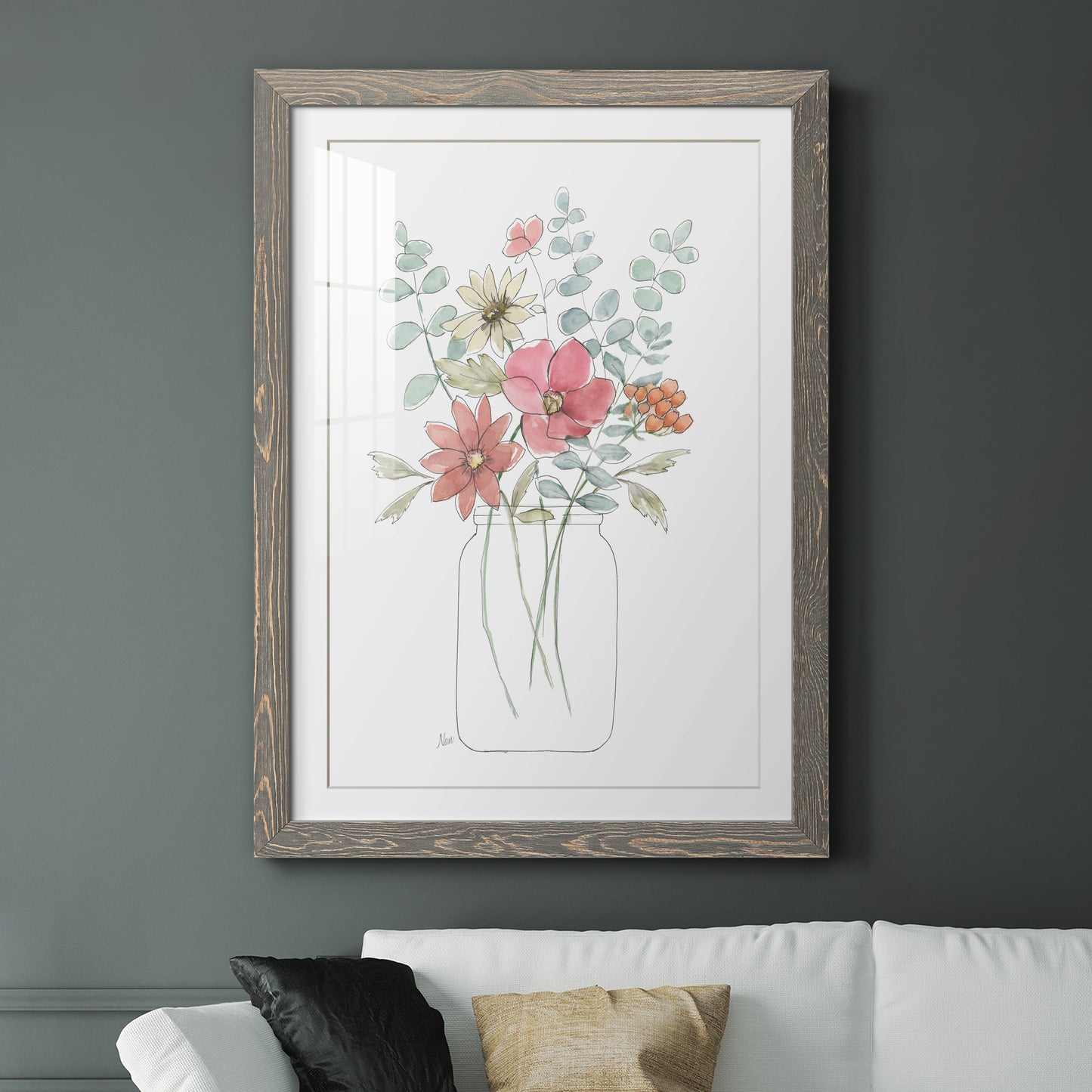 Whimsical Wildflowers II - Premium Framed Print - Distressed Barnwood Frame - Ready to Hang