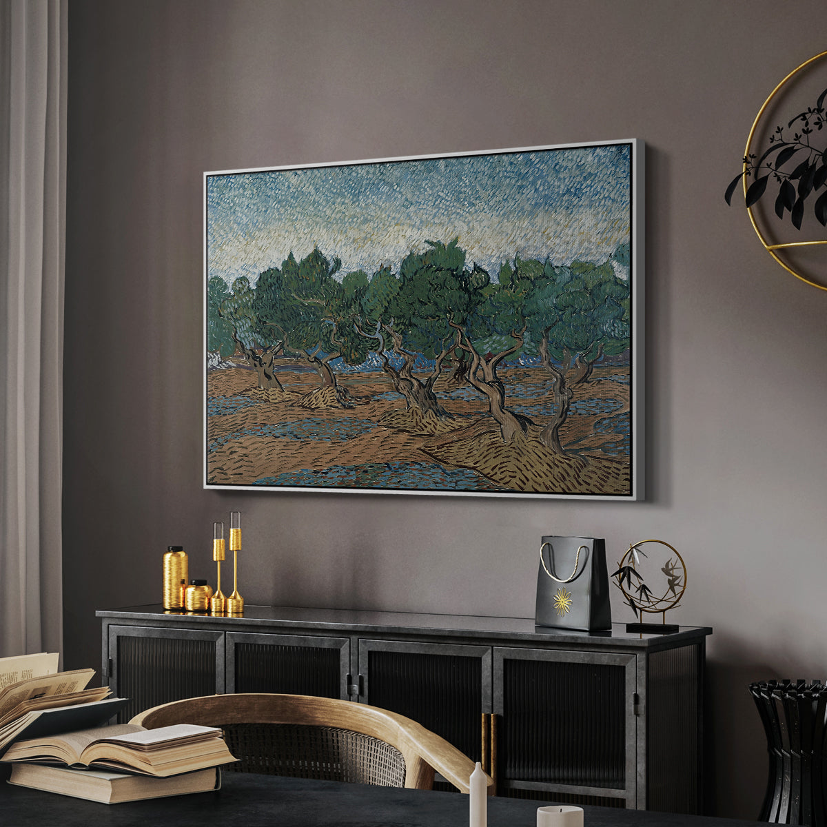 Olive Trees, 1889 - Floater Framed Canvas Print