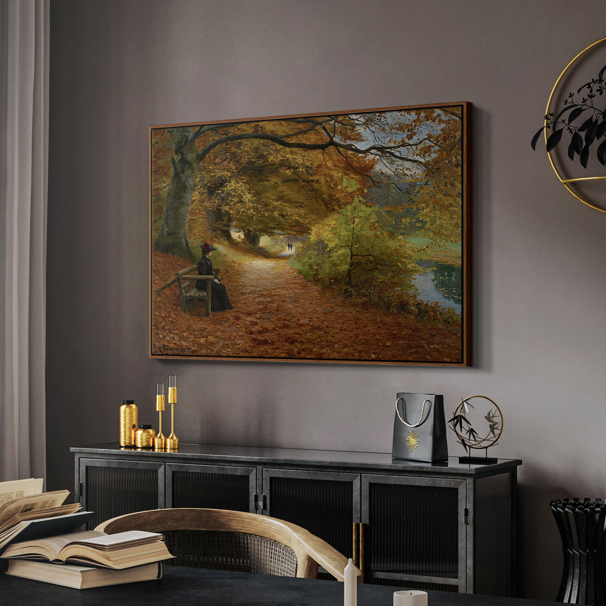 A Wooded Path in Autumn, 1902 - Floater Framed Canvas Print