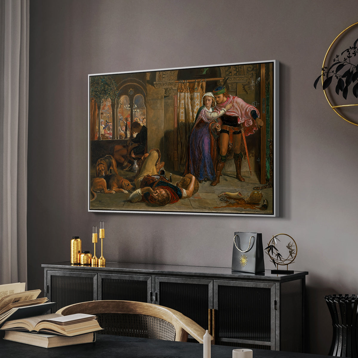 The Flight of Madeline and Porphyro, 1848 - Floater Framed Canvas Print