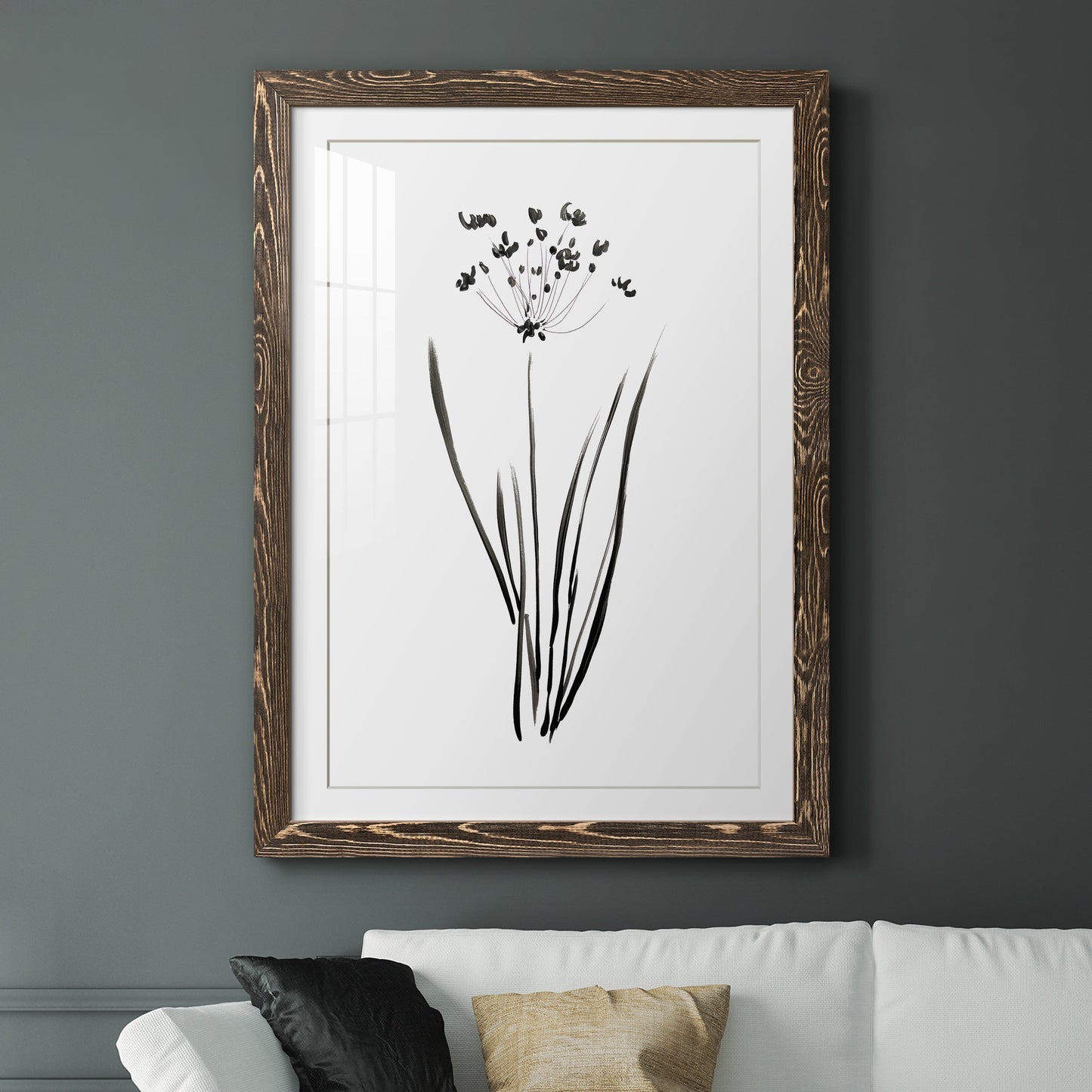 Inky Botanical II - Premium Framed Print - Distressed Barnwood Frame - Ready to Hang