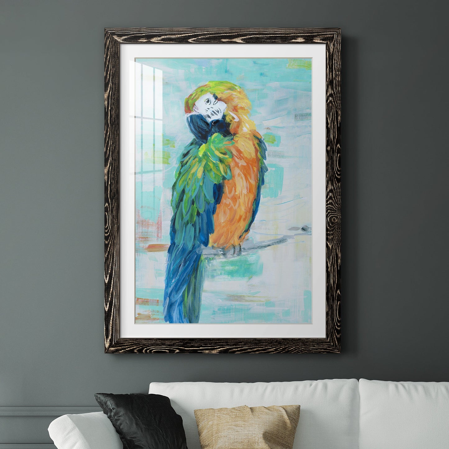 Island Parrot II - Premium Framed Print - Distressed Barnwood Frame - Ready to Hang