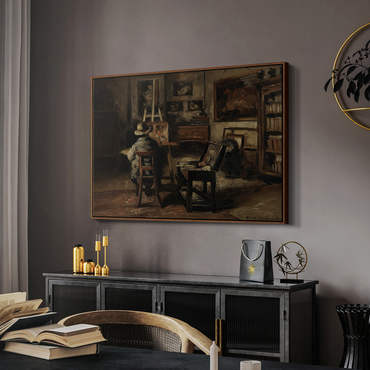 The Studio of Ferdinand De Braekeleer I, Father of the Painter, c. 1873-1885 - Floater Framed Canvas Print