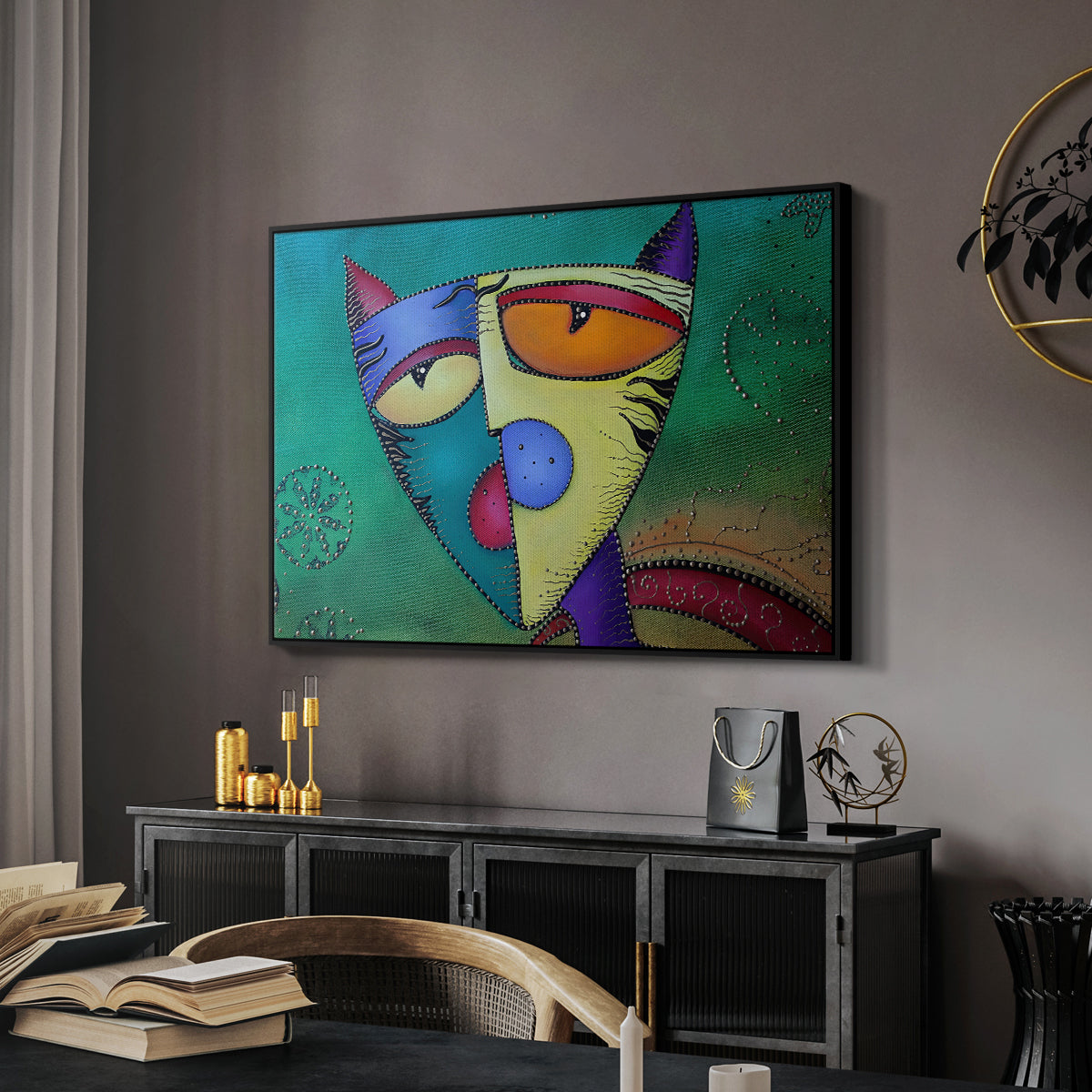 Celestial Cat - Floater Framed Canvas Print