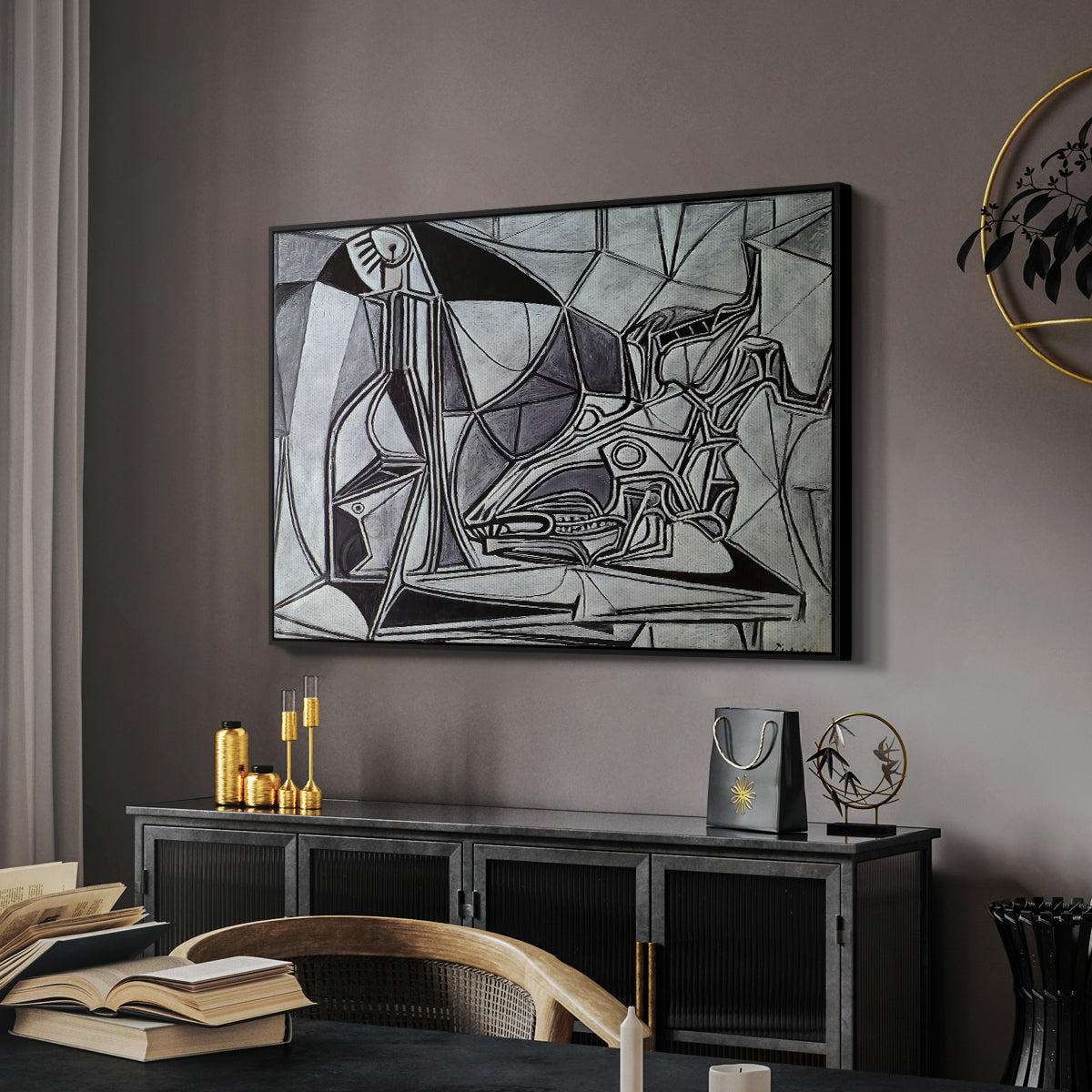 Goat's Skull, Bottle and Candle, 1952 - Floater Framed Canvas Print