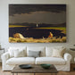 Canvas art print detailing a natural scene capturing changing weather, centered above a sofa as a large focal wall piece