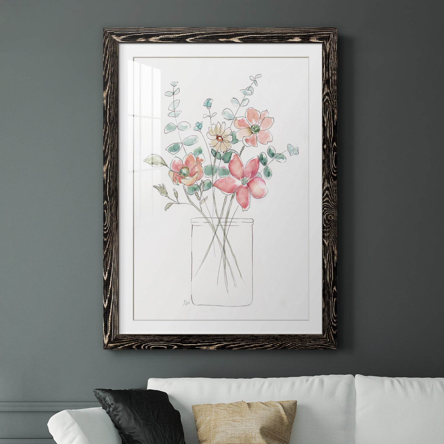 Whimsical Wildflowers I - Premium Framed Print - Distressed Barnwood Frame - Ready to Hang