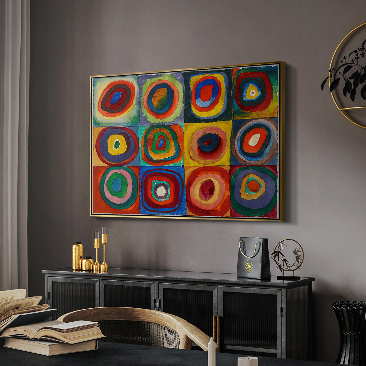 Color Study: Squares with Concentric Circles, 1913 - Floater Framed Canvas Print