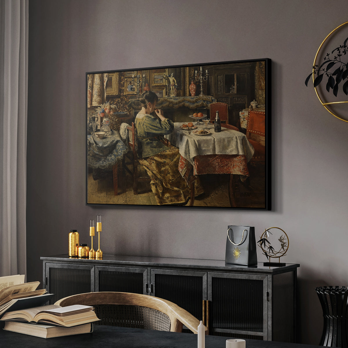 The Meal (De maaltijd), c. 1885 - Floater Framed Canvas Print