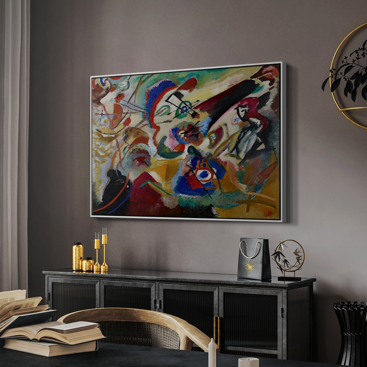 Fragment 2 for Composition VII, 1913 - Floater Framed Canvas Print