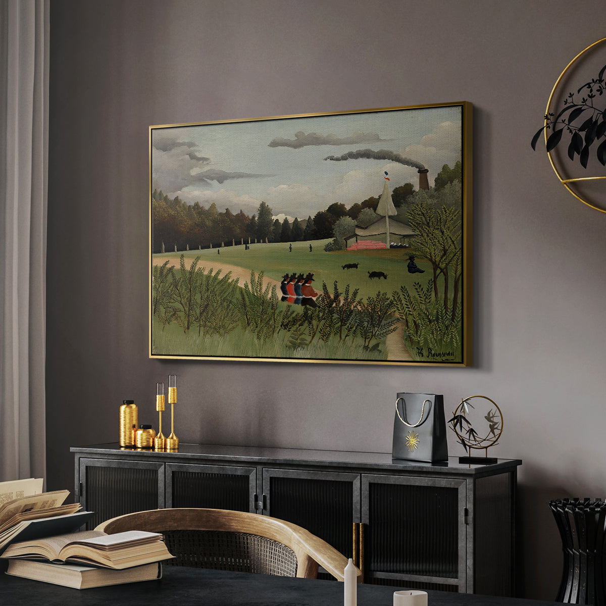 The Chair Factory at Alfortville, 1897 - Floater Framed Canvas Print