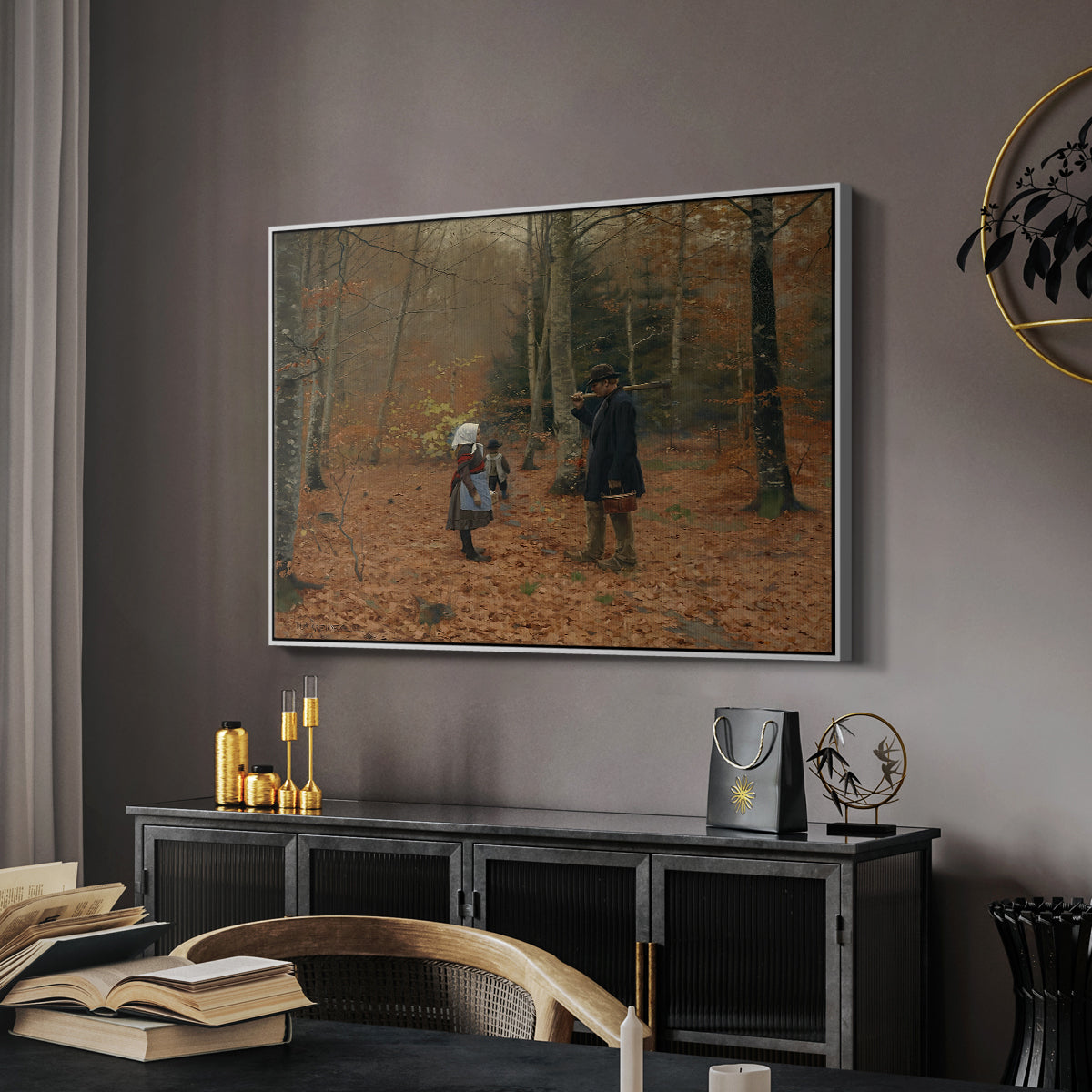 The Woodman and his Children, 1886 - Floater Framed Canvas Print