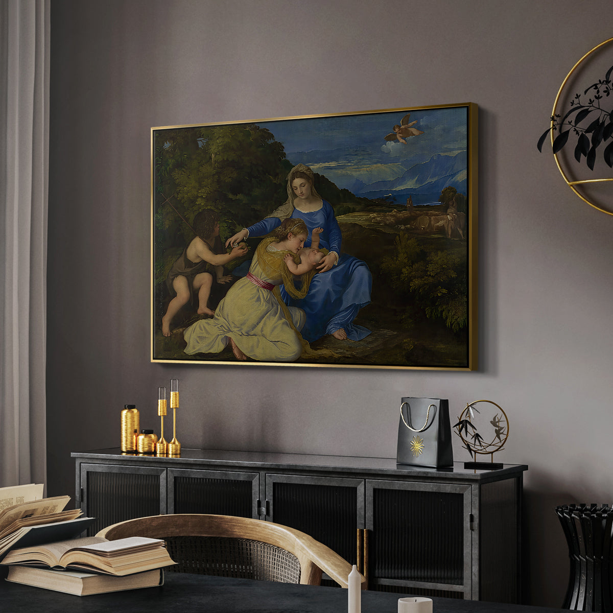 The Aldobrandini Madonna, 1532 - Floater Framed Canvas Print