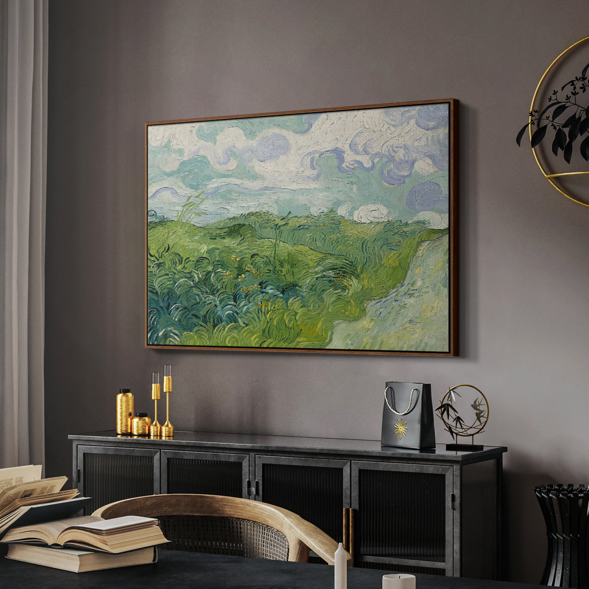 Green Wheat Field, Auvers, 1890 - Floater Framed Canvas Print