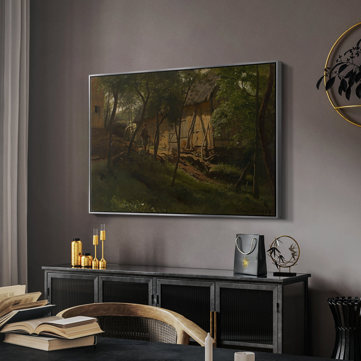 German Farm, 1859 - Floater Framed Canvas Print