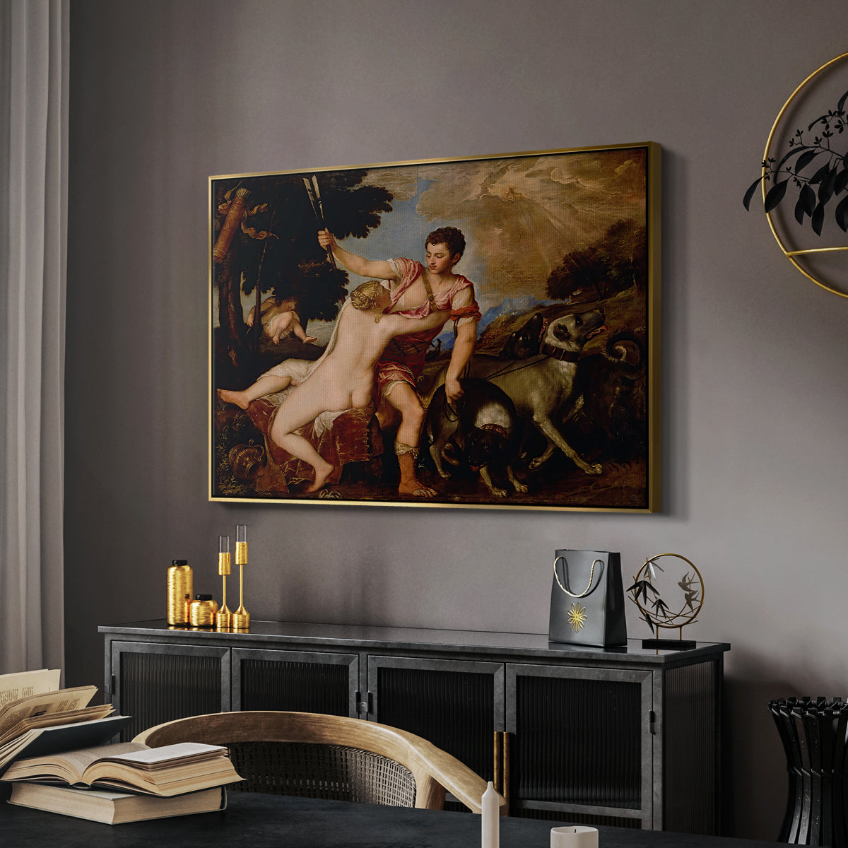 Venus and Adonis, 1554 - Floater Framed Canvas Print
