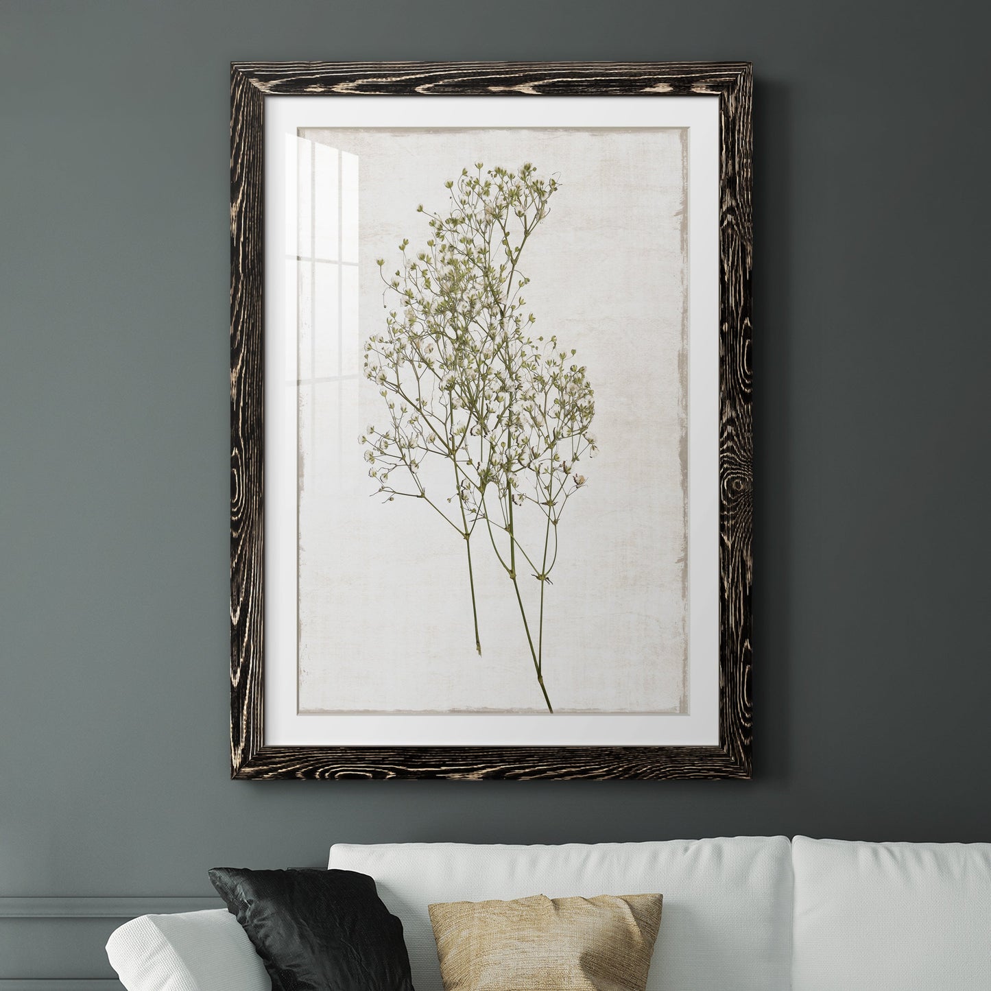 Farmhouse Pressed Flower I - Premium Framed Print - Distressed Barnwood Frame - Ready to Hang